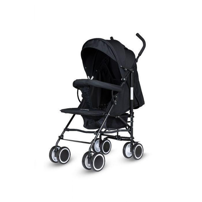 Compact One-Hand Fold Baby Stroller Lightweight Travel Pushchair with 3 Point Harness & Smooth Suspension, Suitable from Birth to 15kg (Black/Cream/Grey)