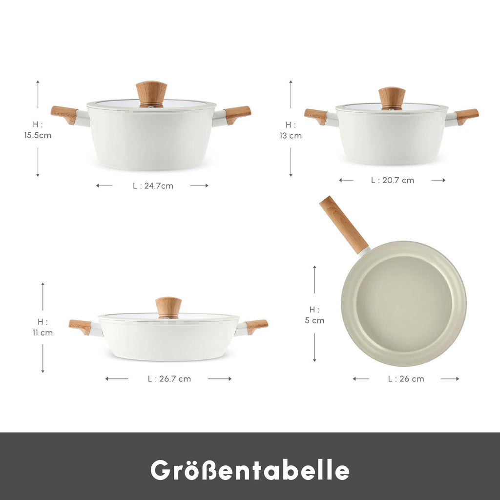 7-Piece Ceramic Non-Stick Cookware Set with Lids, Crystal Almond PFAS-Free Pots and Pans, Non-Toxic Aluminum Cooking Set, Cream Finish, Induction Hob Compatible & Dishwasher Safe for Kitchen