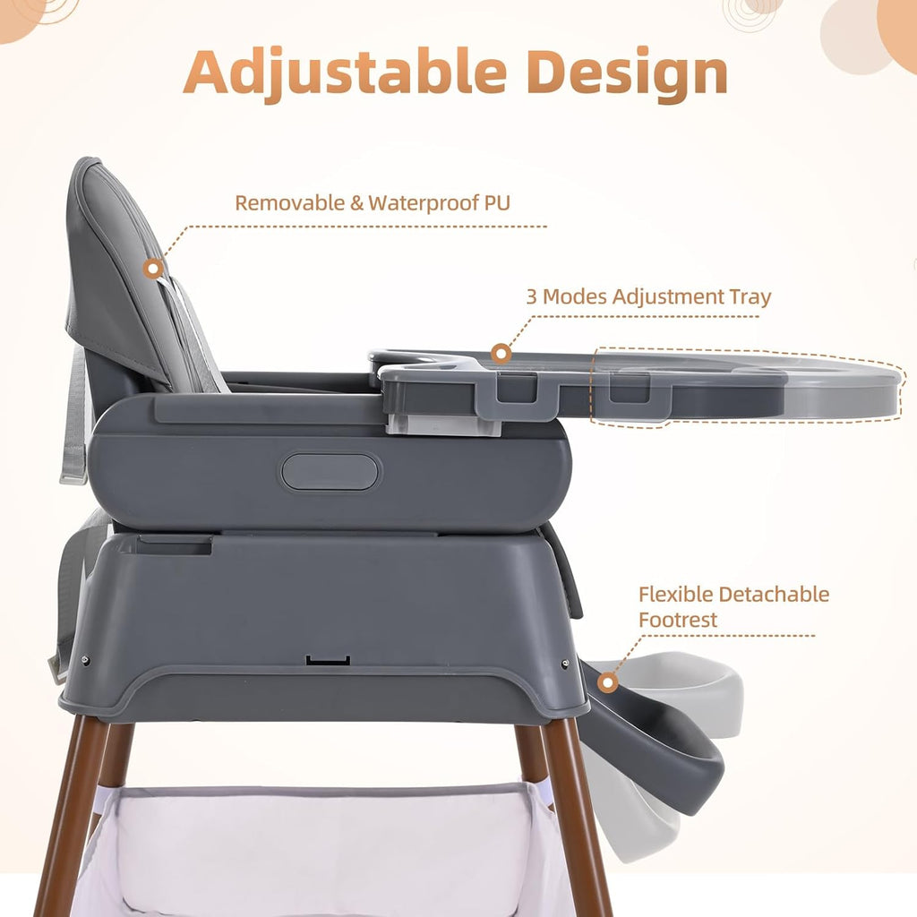 Adjustable Folding Baby Dining Chair - 3-in-1 Convertible High Chair & Booster Seat, Portable Compact Feeding Chair for Travel, 6 Months to 3 Years (Pink) [Plus A Free Gift]