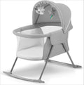 3-in-1 Foldable Baby Crib with Adjustable Canopy, Mattress Cover, Toys & Carry Bag - for Newborns 0-9kg, Gray - Compact & Portable Design