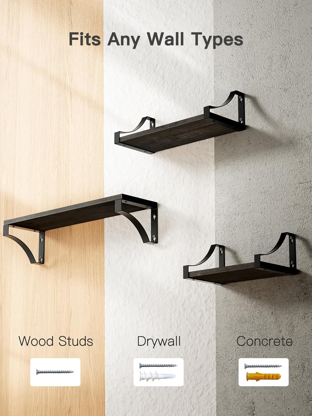Floating Shelves Wall Mounted Shelf, Paulownia Wood Wall Shelves, Wooden Shelves for Bedroom, Bathroom, Living Room, Kitchen, Home Office, Laundry room,etc (rustic) Decor