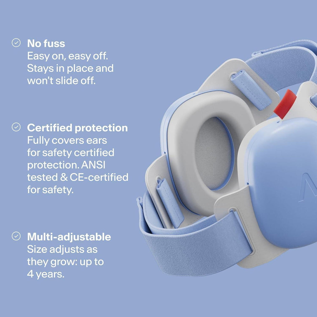 Baby Ear Defenders 0-48 Months 24dB Noise Reduction Adjustable Headband Soft Padding Summer Use Improved Design for Sensitive Ears