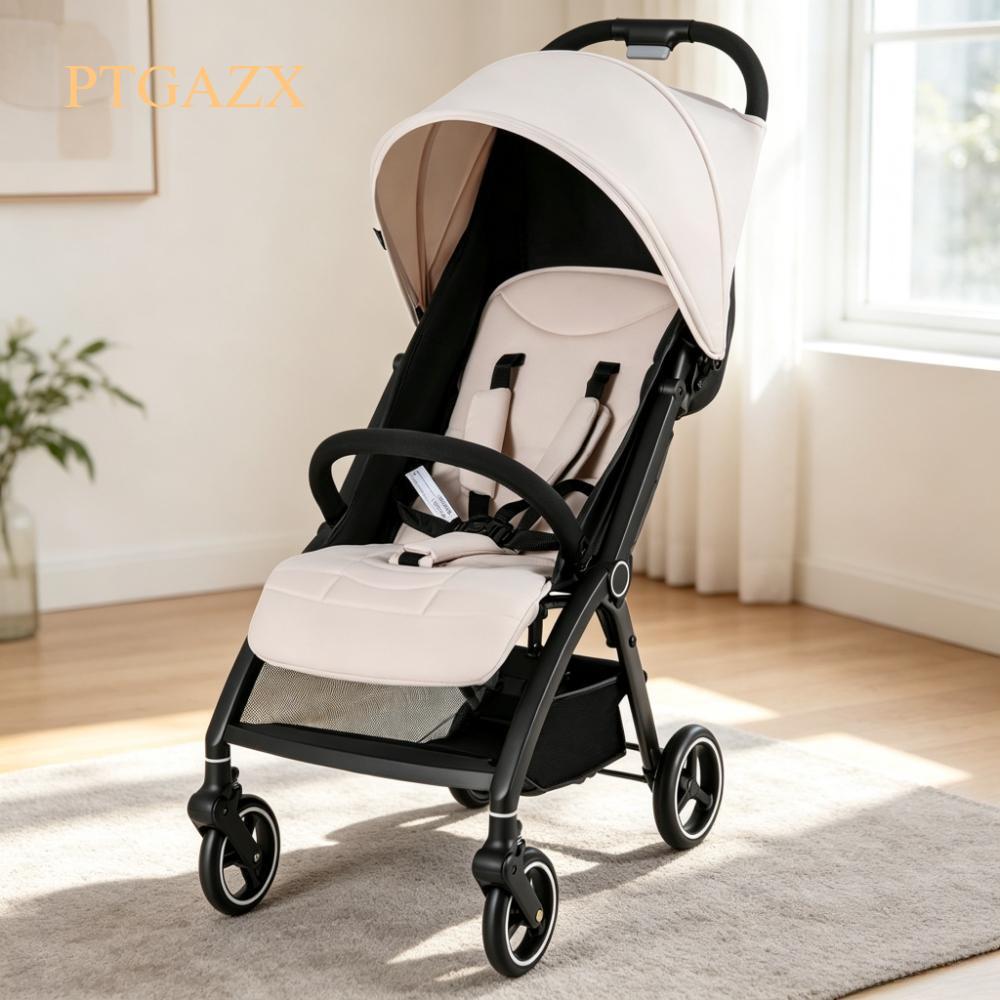 Lightweight Travel Pushchair for 0-36 Months, One-Hand Fold Baby Stroller with Adjustable Recline & Sun Canopy, 5-Point Safety Harness, Large Under-Seat Basket, Compact for Car Boot [Plus A Free Gift]