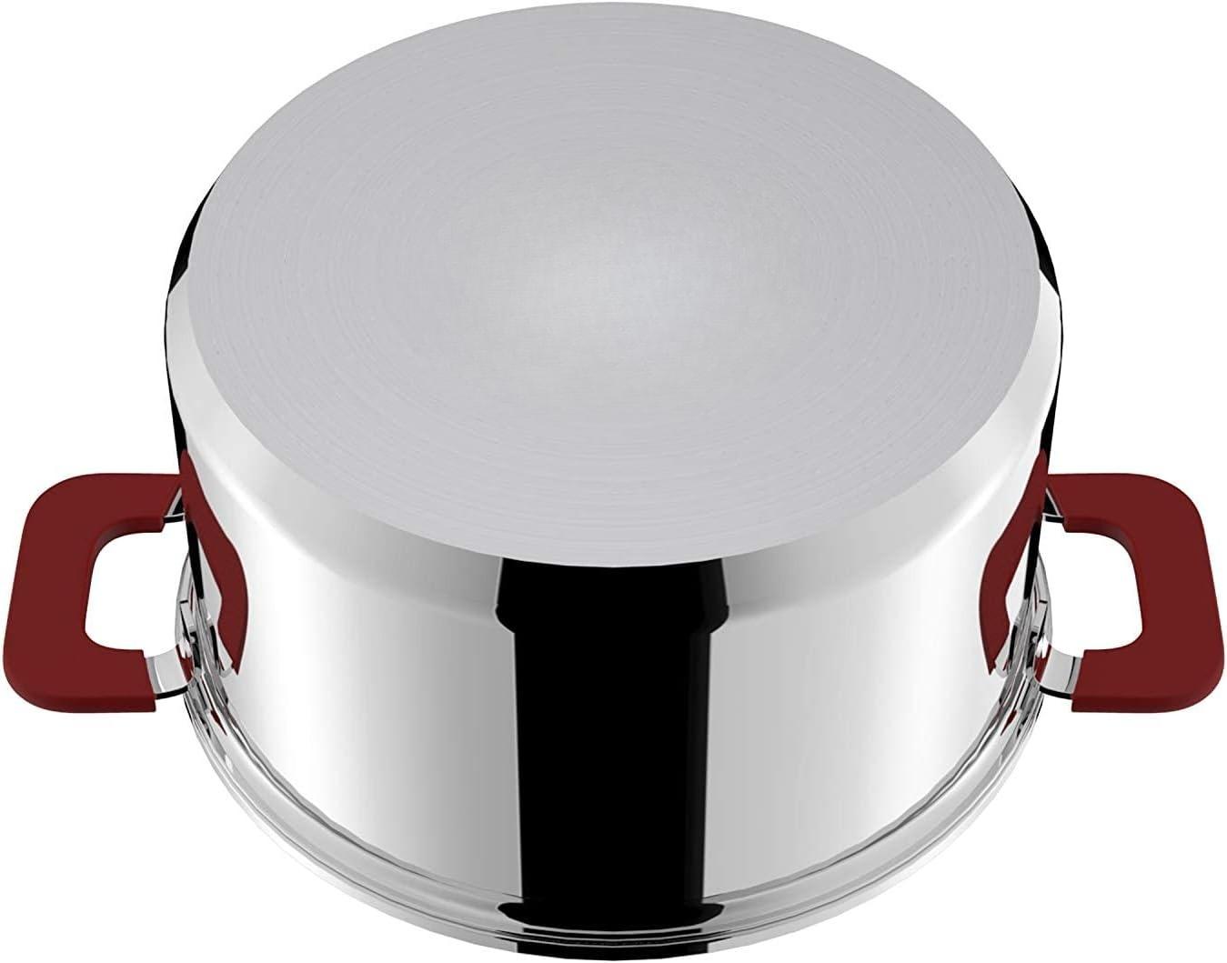 Basics 3‑Piece Stainless Steel Stackable Casserole Cookware Set, Induction Pots with Vented Lids & Soft‑Touch Handles, Dishwasher & Oven‑Safe, 16/20/24 cm