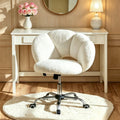 Upholstered Swivel Vanity Chair with Wheels, Cloud-Shaped Adjustable Height Desk Seat for Home Office, Bedroom, Dorm Living Room [Plus A Free Gift]