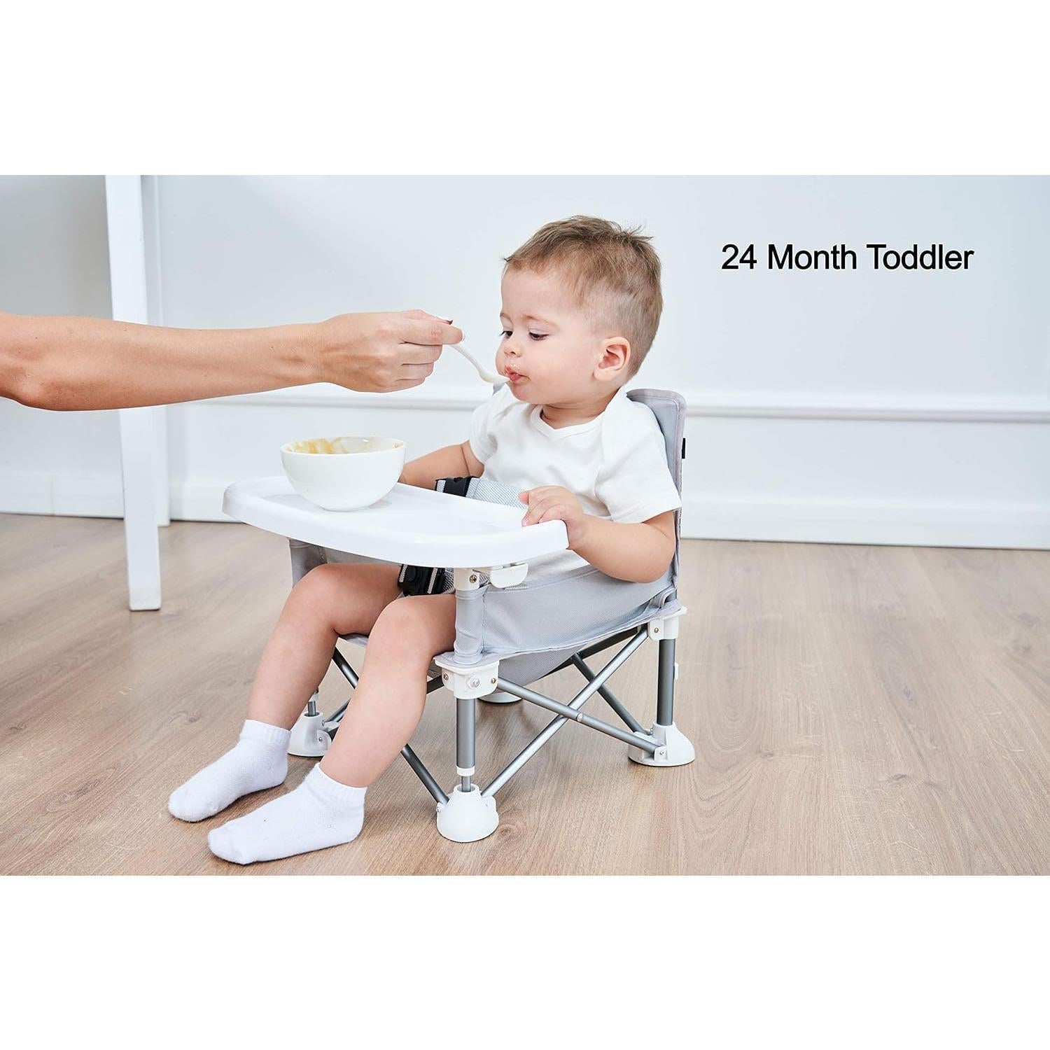 Baby Booster Seat Highchair Portable Seat Chair| Compact Fold with Straps for Indoor/Outdoor Use| Great for Camping Beach Lawn |Toddlers Kids Boys Girls (Neutral) baby  chair