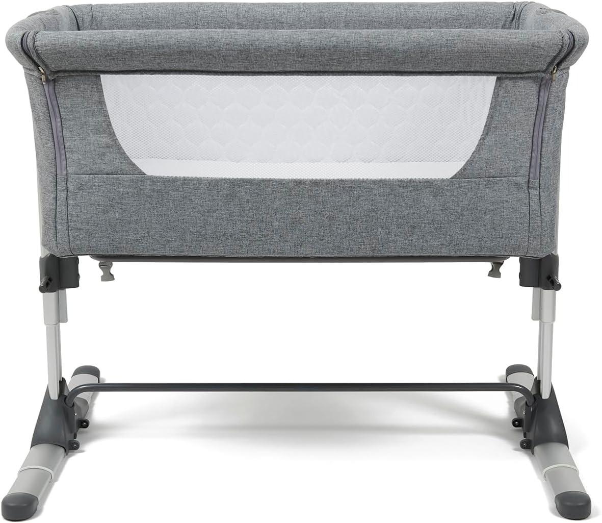 Bedside Co‑Sleeper Crib, 2‑in‑1 Adjustable Height Baby Bassinet with 5cm Thick Mattress, Anti‑Reflux Incline Breathable Mesh, Safety Certified, Co‑Sleeping Standalone Cot for Newborn Infant