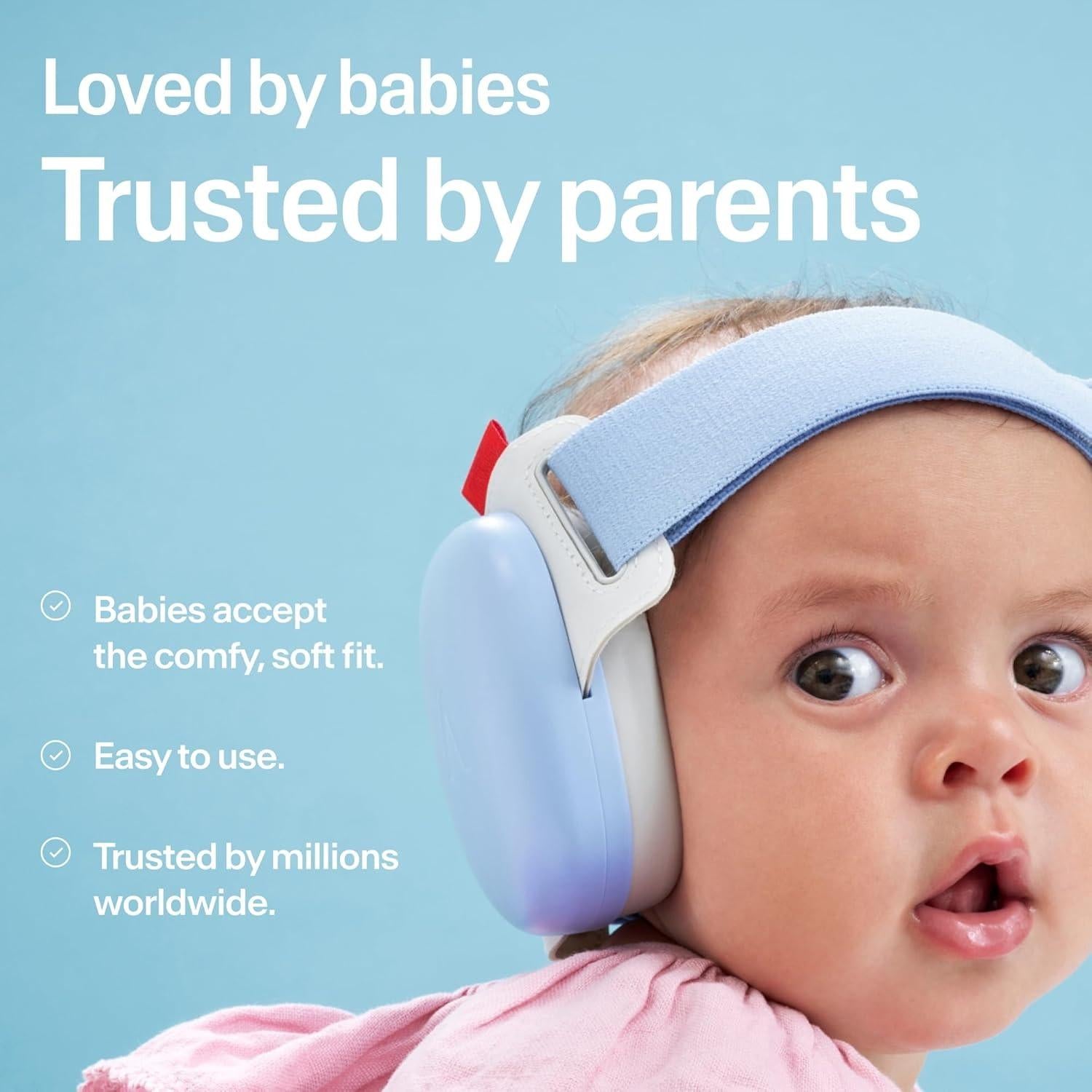 Baby Ear Defenders 0-48 Months 24dB Noise Reduction Adjustable Headband Soft Padding Summer Use Improved Design for Sensitive Ears