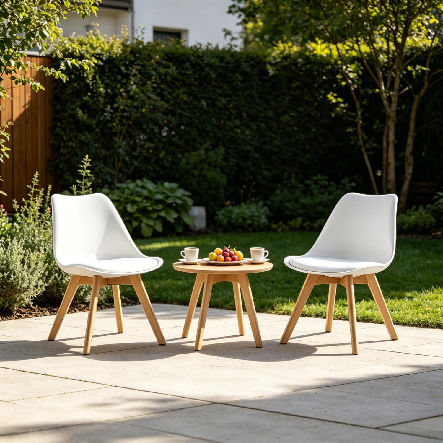 Set of 2 Retro Dining Chairs, Deluxe Upholstered Accent Chairs with Soft Padded Cushion and Sturdy Wooden Legs, Modern Multi-Purpose Lounge Side Chairs for Dining Room, Living Room, Bedroom and Home Office Decor
