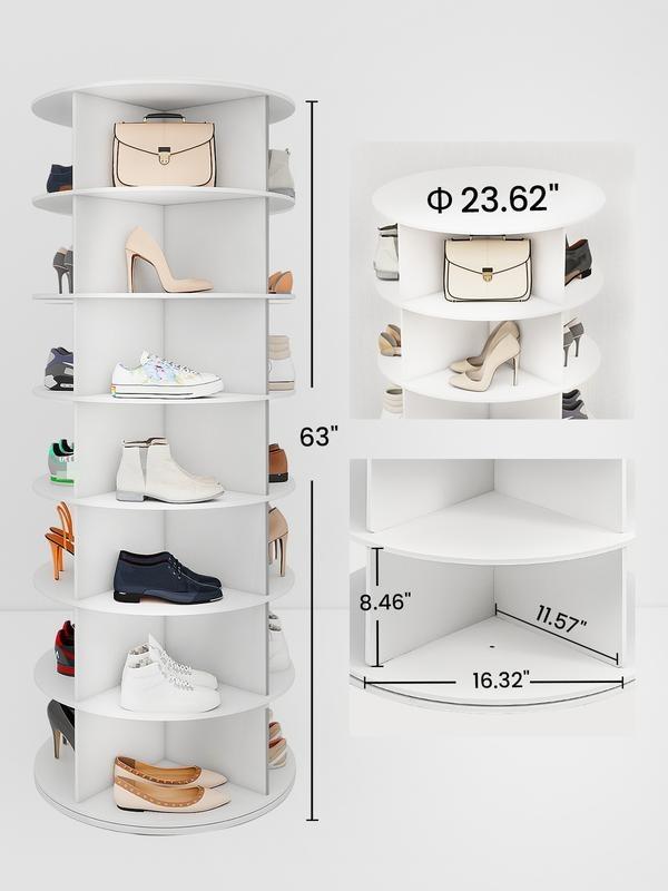 360° Rotating Shoe Rack Tower, 6/7 Tier Lazy Susan Shoe Storage Organizer, Round Carousel Cabinet for Shoes & Handbags, Space-Saving Solution for Entryway, Hallway & Closet