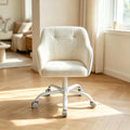 Adjustable Height Swivel Chair with Armrests, 110kg Load Capacity, Cotton-Linen Fabric, Multi-Purpose Office Chair for Home Office Study Bedroom Makeup Vanity [Plus A Free Gift]