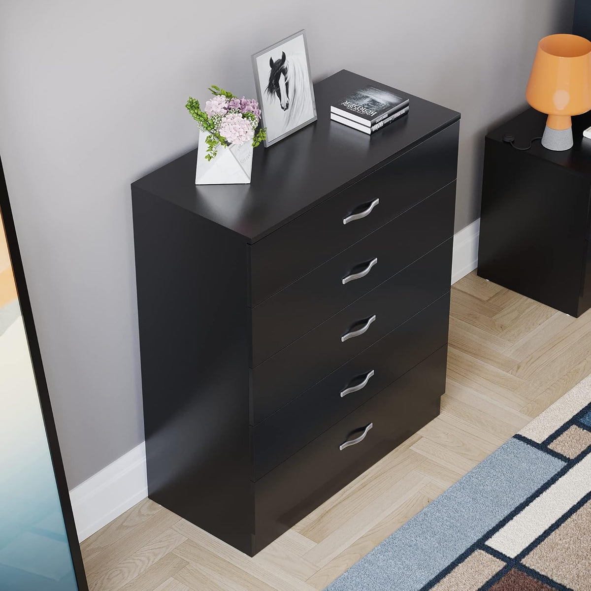 5 Drawer Chest of Drawers, Metal Handles and Runners, Anti-Bowing Drawer Support, Bedroom, Nursery Furniture,