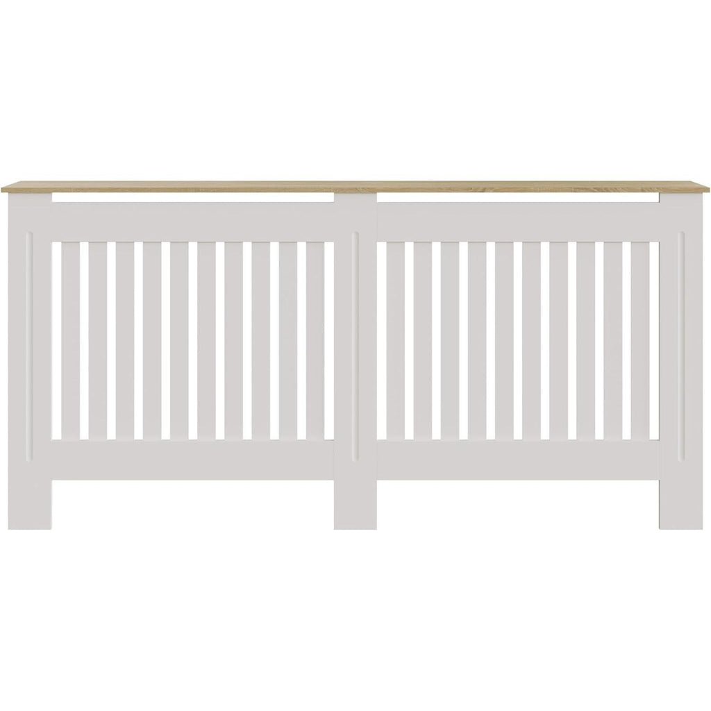 Large White Slatted Wood Radiator Cover with Shelf - Modern Furniture Style for Living Room, Bedroom [Plus A Free Gift]