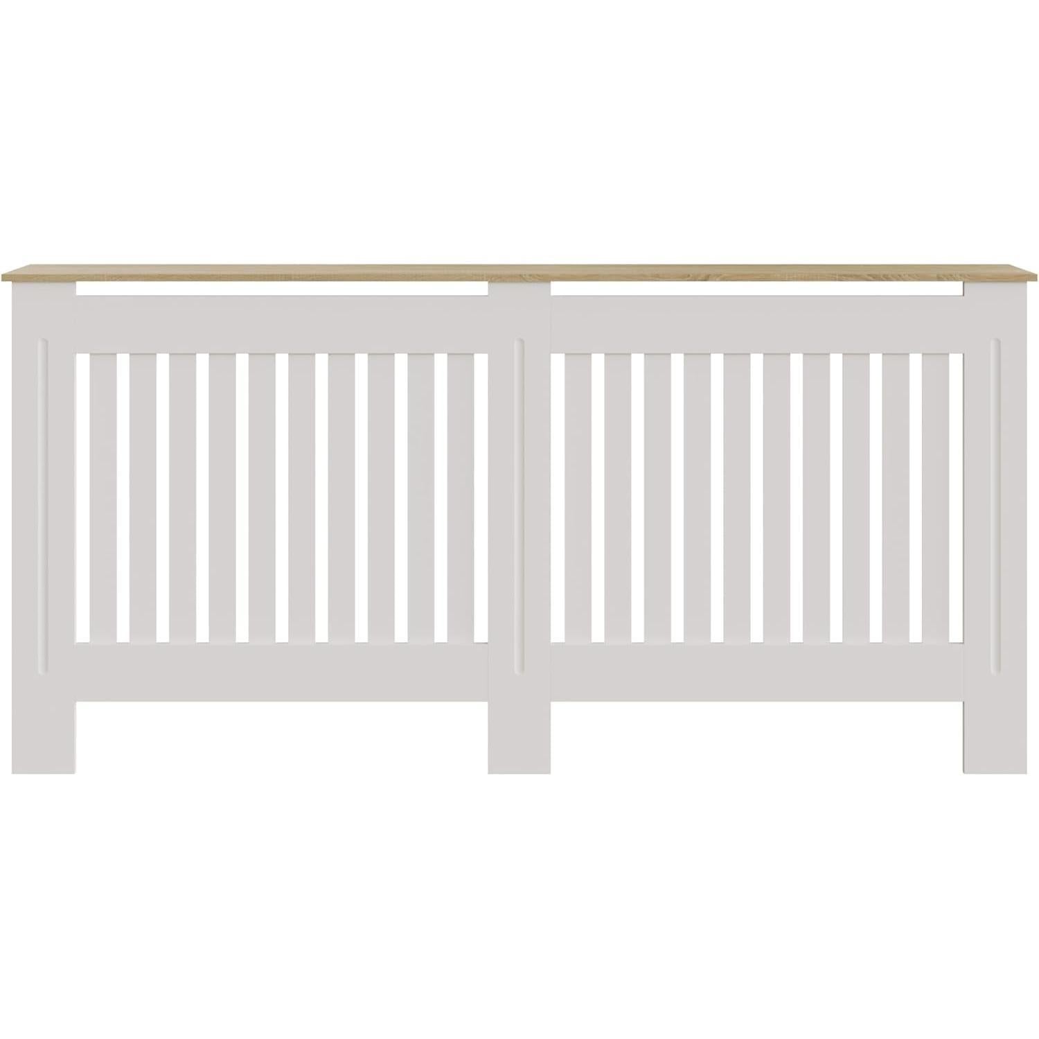 Large White Slatted Wood Radiator Cover with Shelf - Modern Furniture Style for Living Room, Bedroom [Plus A Free Gift]