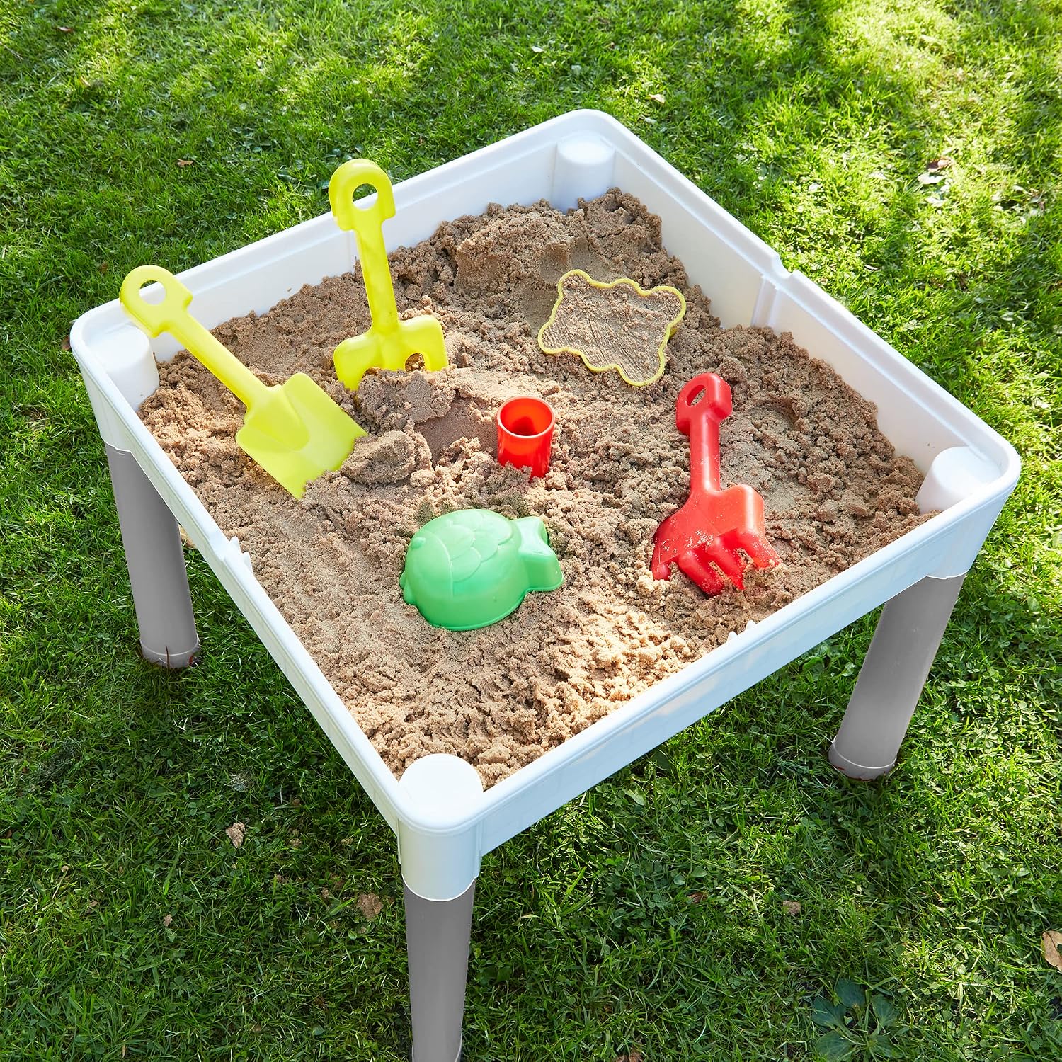 Liberty House Toys Kids 5-in-1 Activity Table and 2 Chairs, Sand, Water, Construction Play, Grey, H450 x W510 x D540mm