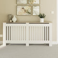 Large White Slatted Wood Radiator Cover with Shelf - Modern Furniture Style for Living Room, Bedroom [Plus A Free Gift]