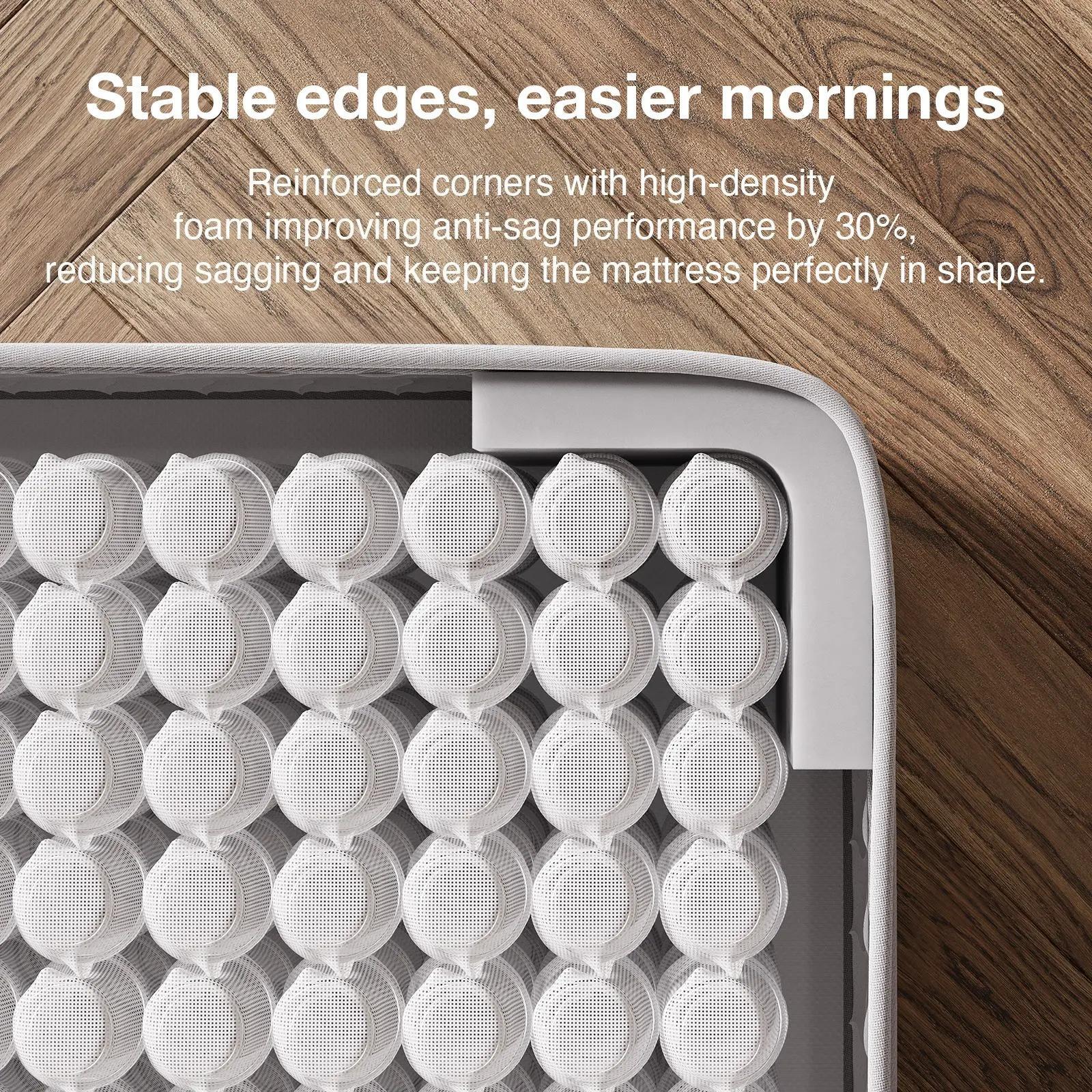 Hybrid Innerspring Mattress, 25cm Thick Comfort Bed Mattress with Cool‑Touch Breathable Cover, Pressure Relief & Motion Isolation Hybrid Mattress, Single/Double/King Size for Bedroom Guest Room