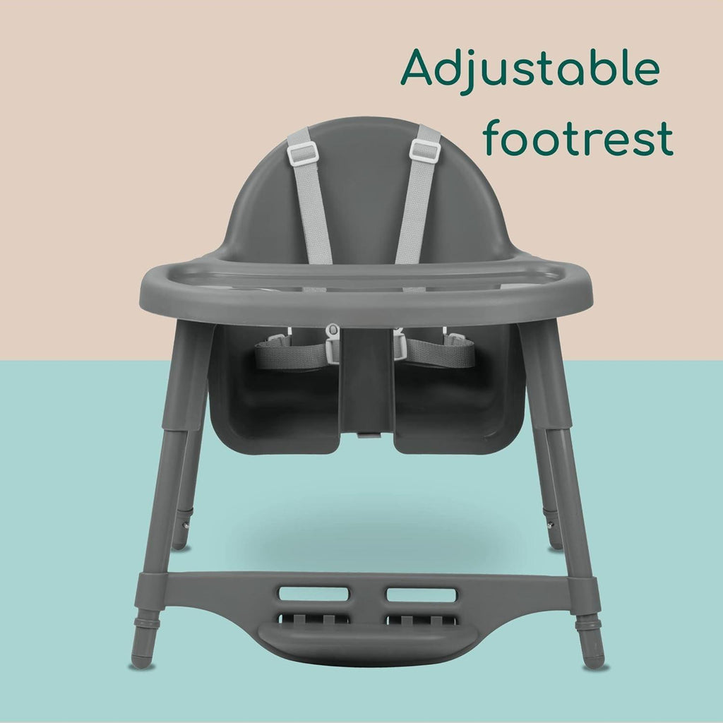 2-In-1 Adjustable Baby High Chair Converts to Baby Chair, 6 Months – 3 Years (Max. 15Kg), Lightweight (3.3Kg), Portable High Chair, Easy to Clean, 5-Point Safety Harness, Dark Grey baby  chair