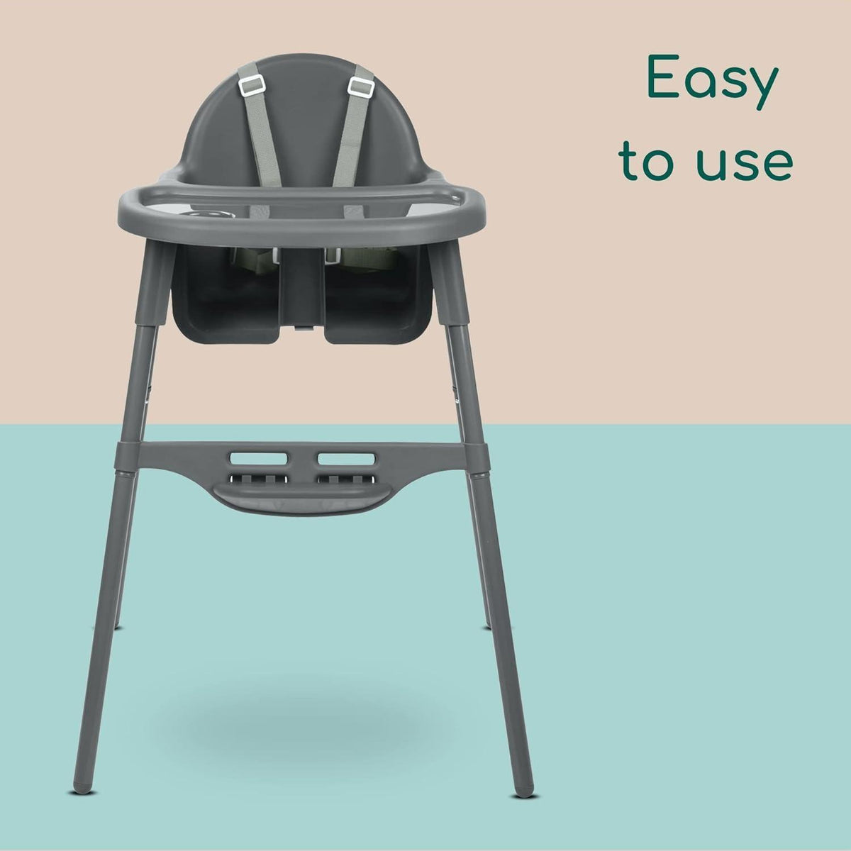 2-In-1 Adjustable Baby High Chair Converts to Baby Chair, 6 Months – 3 Years (Max. 15Kg), Lightweight (3.3Kg), Portable High Chair, Easy to Clean, 5-Point Safety Harness, Dark Grey baby  chair