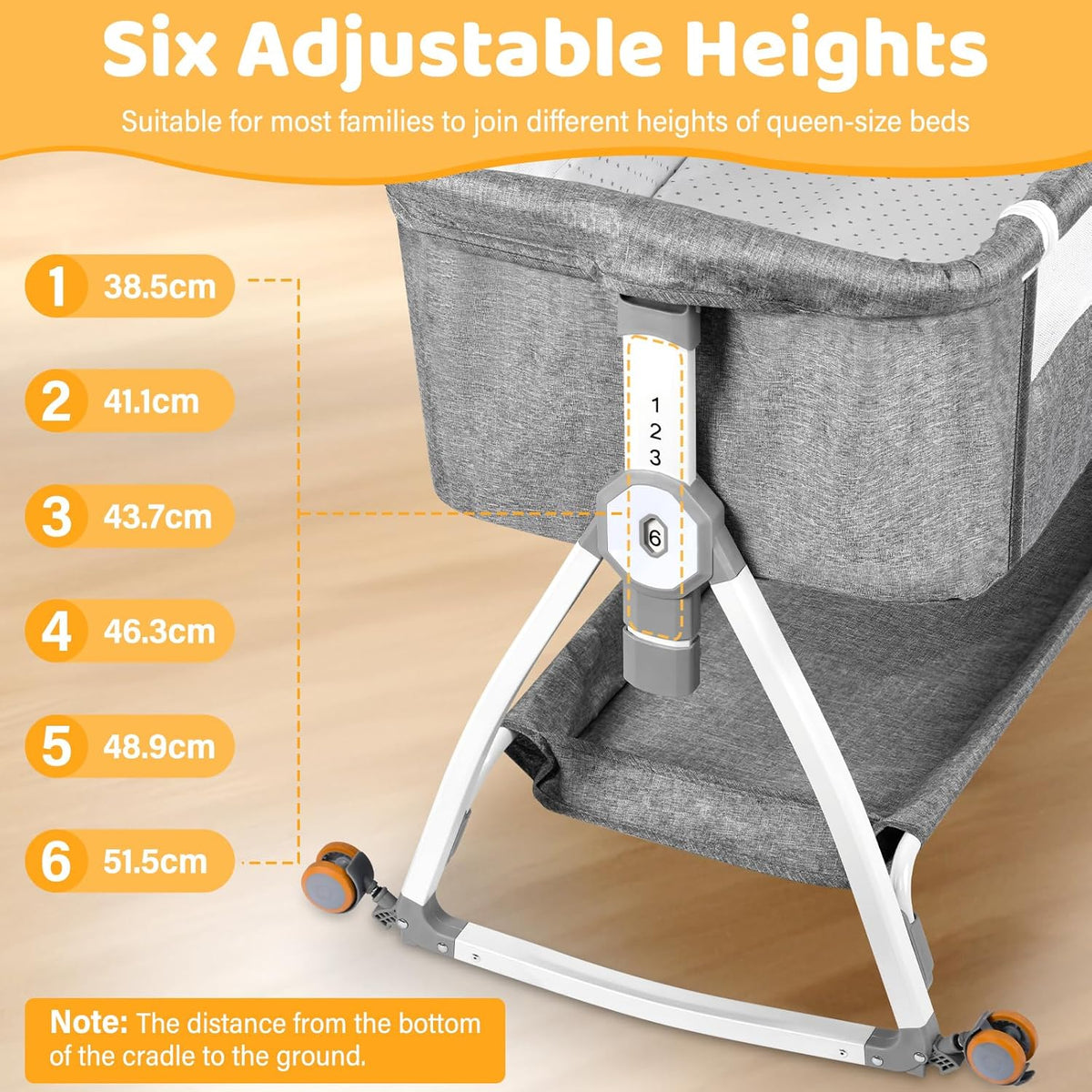 Portable Newborn Bassinet Cot - Adjustable Height Baby Bedside Sleeper with Storage Bag Mosquito Net & Mattress Foldable Travel Crib for Infant [Plus A Free Gift]