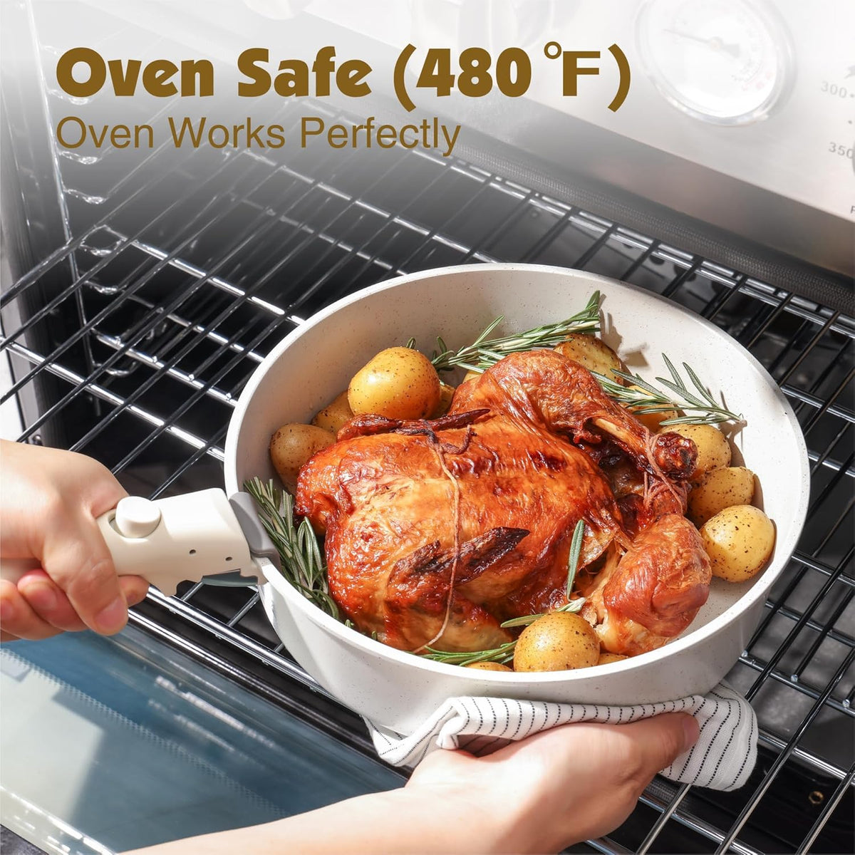 Nonstick Cookware Set with Detachable Handle, Induction Compatible Removable Handle Pots and Pans, Oven Safe Kitchen Set White [Plus A Free Gift]