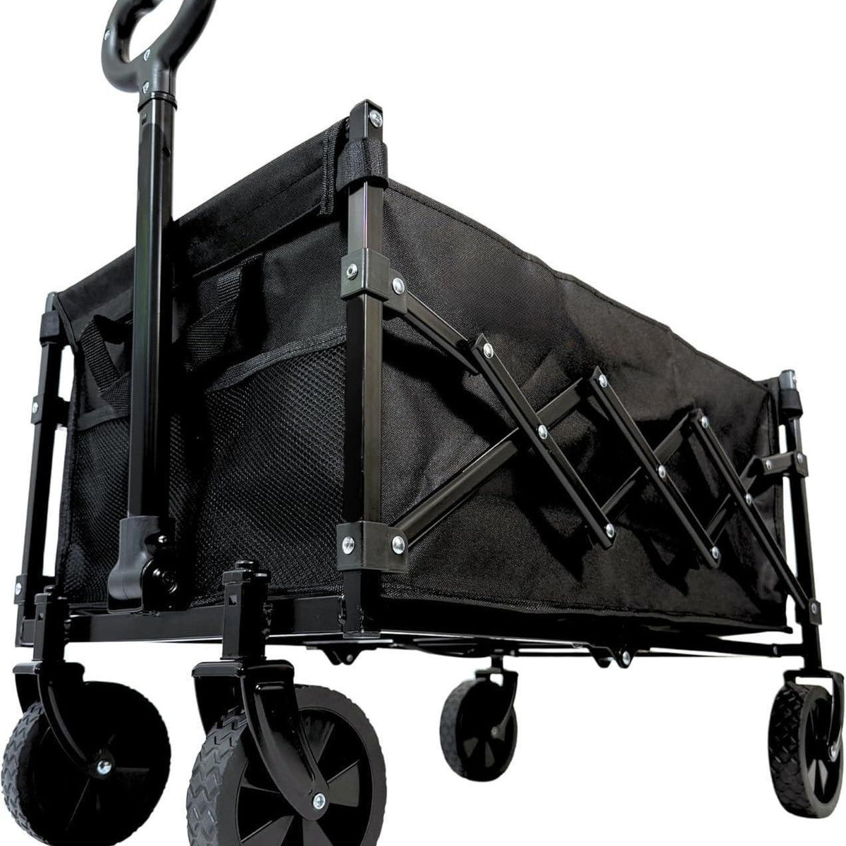 70L Festival Trolley on Wheels, Folding Wagon, Portable Camping Cart, Collapsible Foldable Trolly for Beach Outdoor Garden Picnic Shopping Fishing, Adjustable Handle, Black