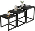 Nesting Coffee Table - Industrial Square End Tables with Metal Frame for Living Room, Bedroom & Office, Brown