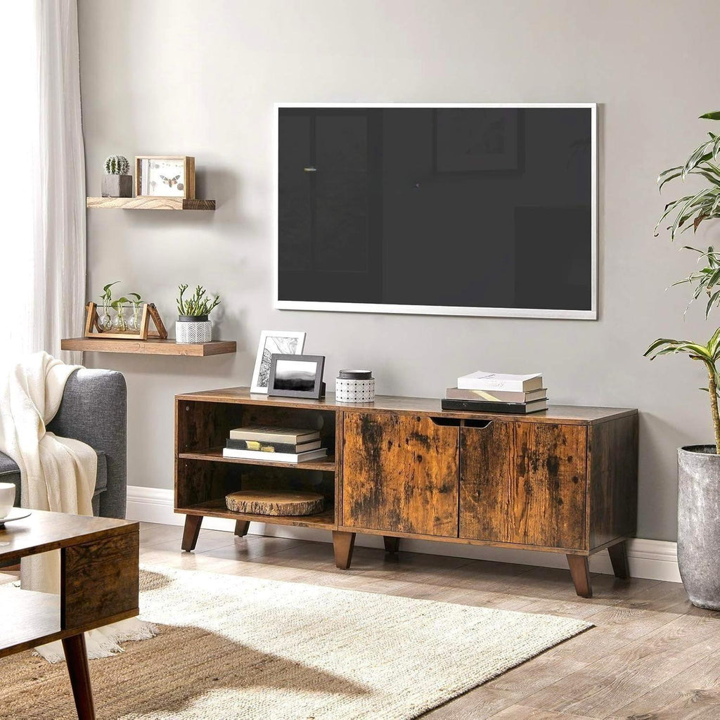 Sleek Modern Media Console TV Stand, Particleboard Entertainment Center with 2 Closed Doors & Adjustable Shelves, Storage TV Unit Fits TVs up to 60 Inch for Living Room Bedroom Dining Room