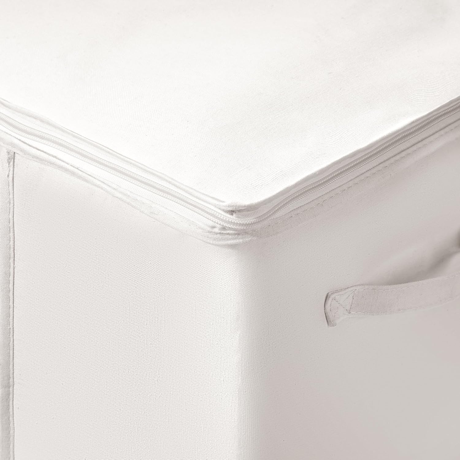 Large Storage Bags with Zip and Clear Window, Cotton Blended Fabric Storage Containers for Seasonal Clothes and Bedding, 60x40x35 cm, 2-Pack, Beige