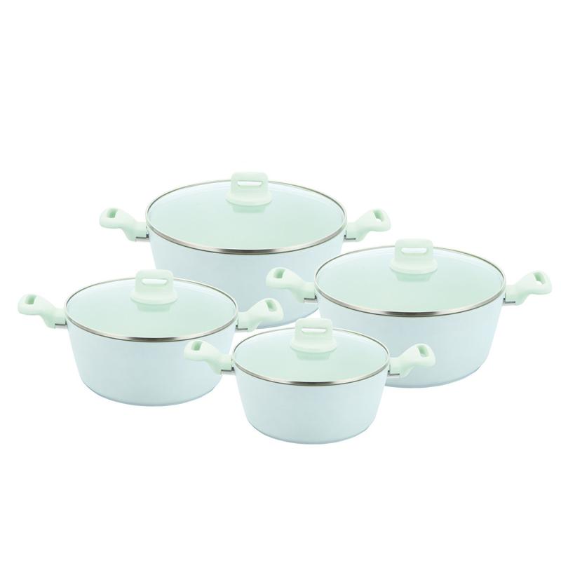4Pcs Professional Aluminium Non-Stick Stockpot Set, Soft Touch Handle with Tempered Glass Lid, Induction Compatible Cookware Set, Soup Stew Pot for Kitchen Cooking