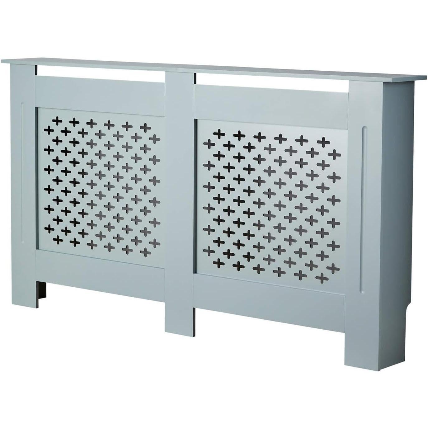 Modern Grey Large Wooden Radiator Cover with Wall Cabinet Shelf and Decorative Grill [Plus A Free Gift]