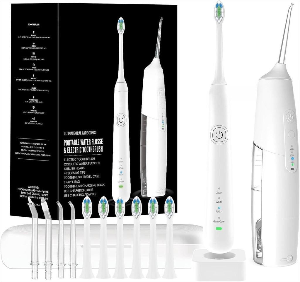 Oral Clean Kit Water Dental Flosser & Electric Toothbrush Combo for Teeth Cleaning & Gum Health Cordless 3 Modes Waterproof Travel Case