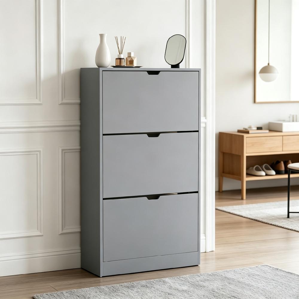 Wooden Shoe Cabinet with Flip Drawers, Dustproof Slim Storage Unit for Hallway Entryway, Space-Saving Cupboard [Plus A Free Gift]