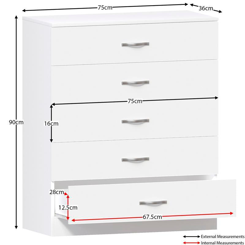 `Modern Tall 5‑Drawer Chest Dresser, Freestanding Bedroom Storage Cabinet with Sleek Metal Pull Handles, Versatile Clothing Organizer Unit for Home, Bedroom & Living Room`