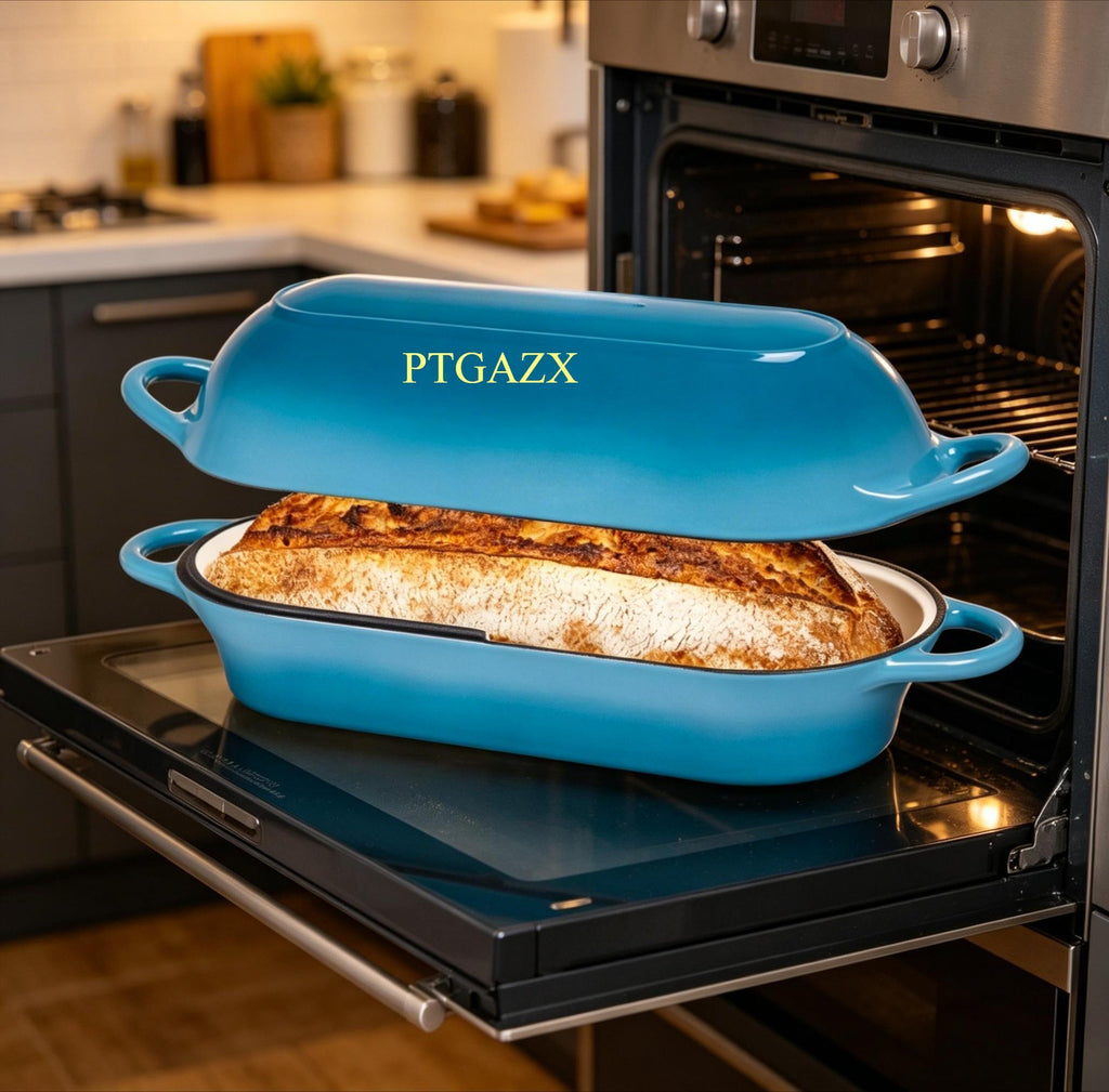 Multi-Color Rectangular Enamelled Cast Iron Pot, Non-Stick Dutch Oven, Oven Safe Loaf Pan, Ideal for Sourdough Bread Baking, Home Kitchen Baking & Daily Cooking