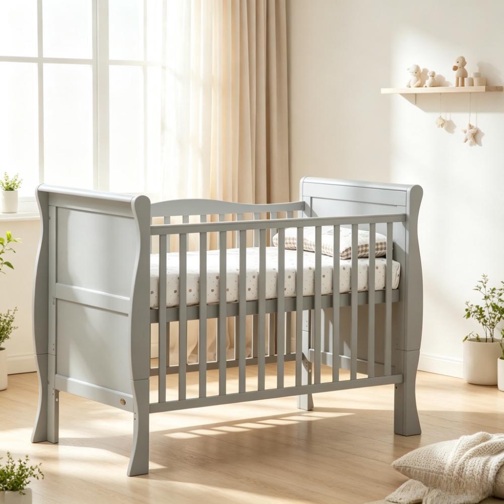 Solid Wood Cot Bed Transforms into Toddler Bed – Includes Premium Waterproof Mattress [Plus A Free Gift]