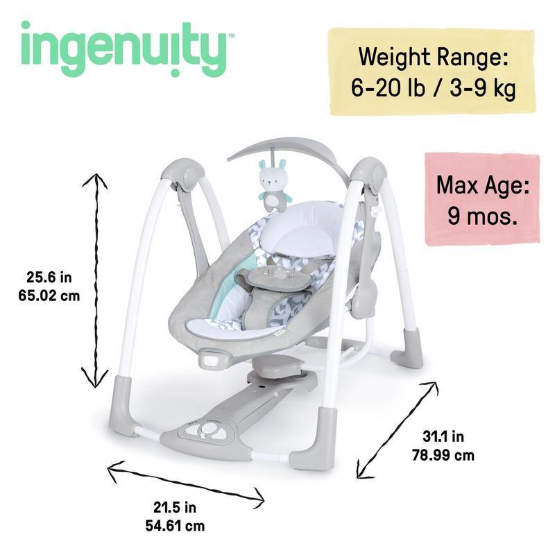 【NS】2-in-1 Foldable Baby Swing & Infant Seat – Portable Auto Swing with 5 Speeds, Soothing Vibrations, Music, & EasyLock System for Newborns 0-9 Months