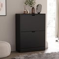 Space Saving 2-Drawer Shoe Cabinet with Flip Doors - FSC Certified Slim Storage Organizer for Hallway & Living Room, White Racks