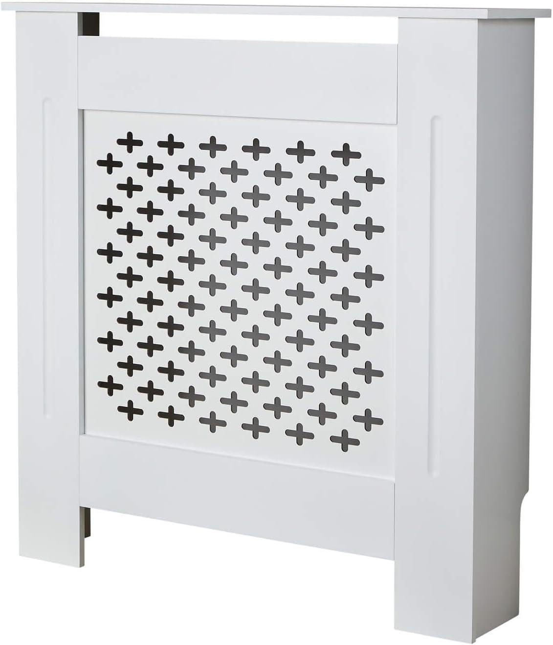 Modern Wooden Radiator Cover with Shelf, White Wall-Mounted Cabinet, Decorative Grill Vent, Medium Size for Home Office Living Room [Plus A Free Gift]