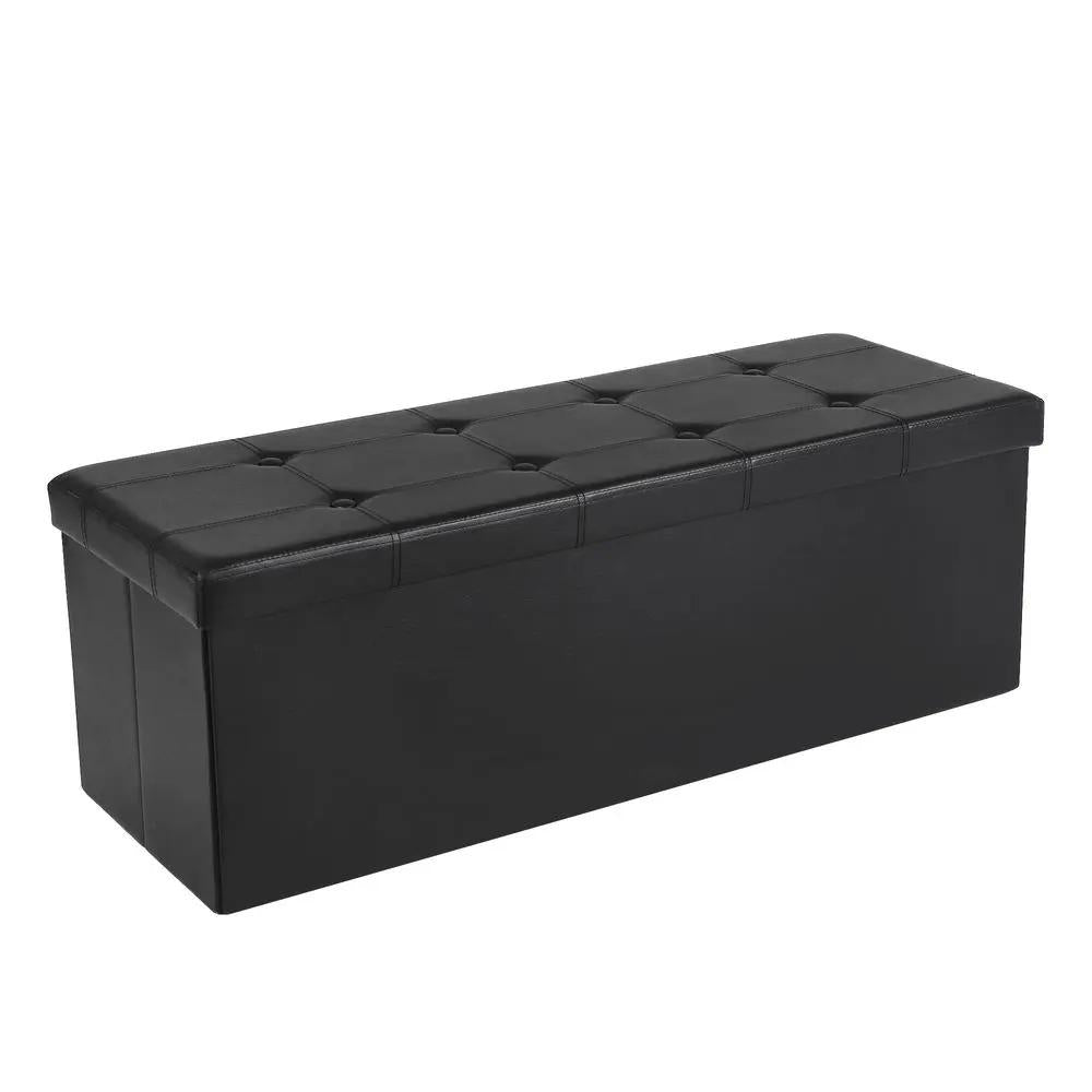 `Foldable Storage Ottoman Bench, 110×38×38cm Water‑Resistant Cube Foot Rest with Large Storage Space, 300KG Max Static Load, Space‑Saving Storage Chest for Living Room, Bedroom, Entryway`