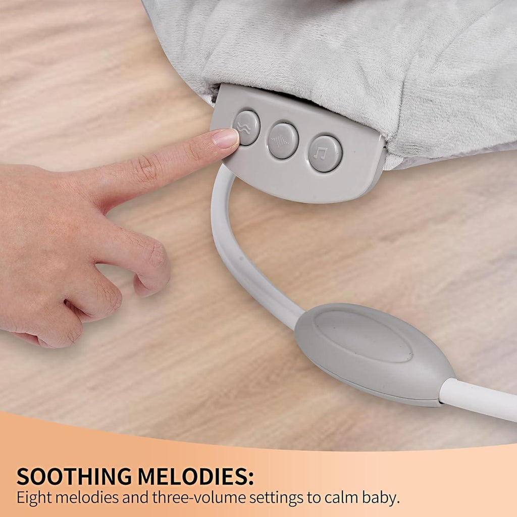【NS】Baby Bouncer with Soothing Music & Vibration | Soft Padded Lamb Seat | Gentle Rocking for Calming & Sleep | Newborn to 6 Months [Plus A Free Gift]