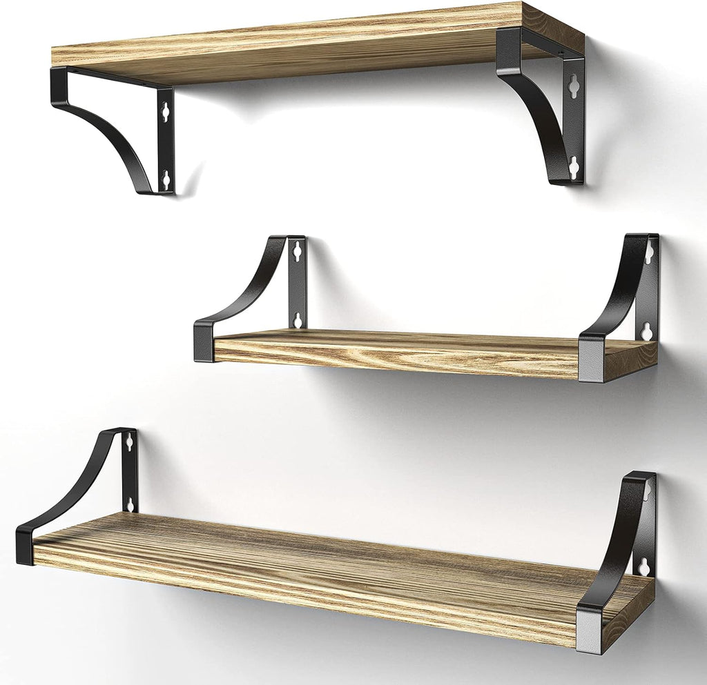 Floating Shelves Wall Mounted Shelf, Paulownia Wood Wall Shelves, Wooden Shelves for Bedroom, Bathroom, Living Room, Kitchen, Home Office, Laundry room,etc (rustic) Decor