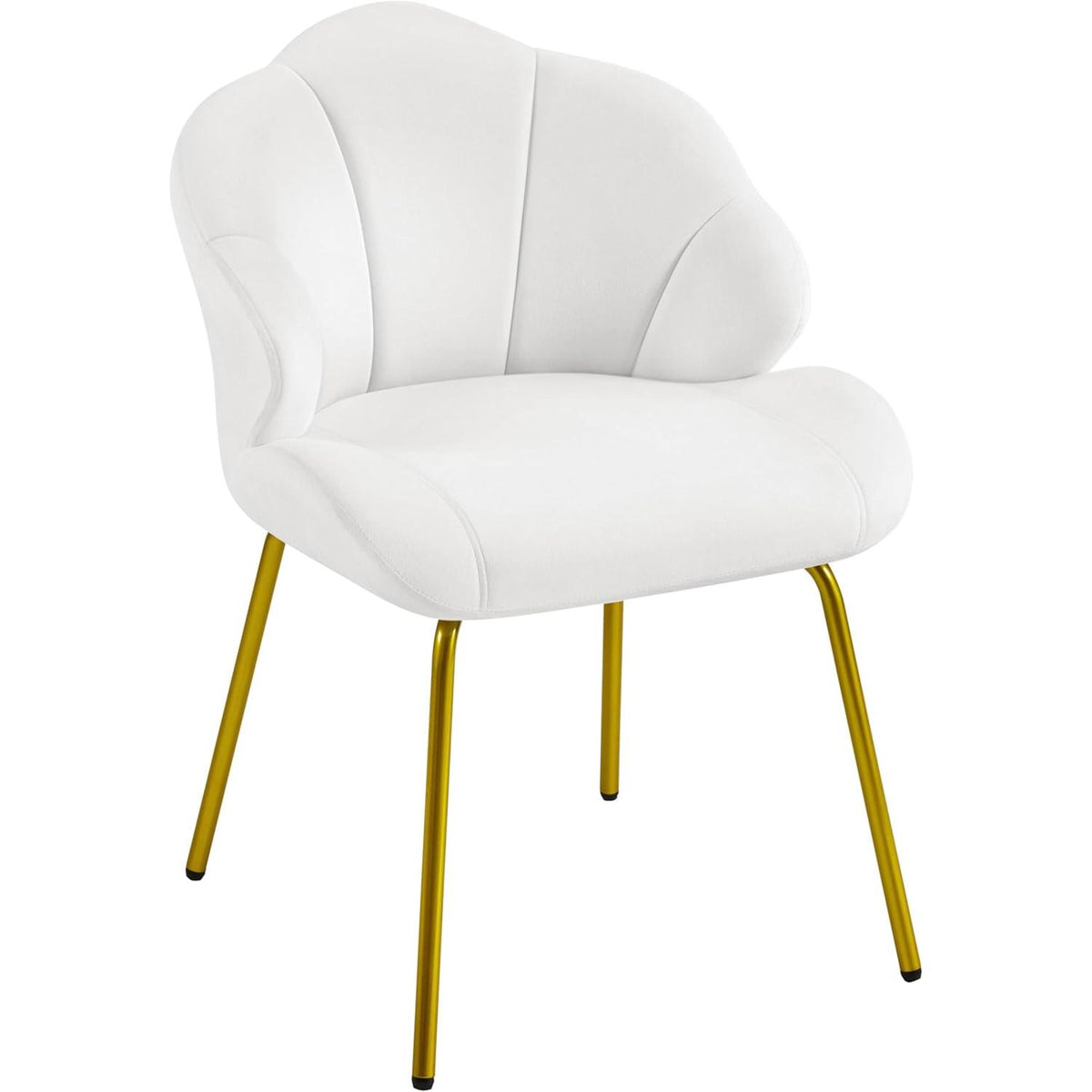 Modern Shell‑Shaped Velvet Vanity Chair, Luxury Upholstered Accent Chair with Golden Metal Legs, Multi‑Purpose Makeup Dressing Side Chair for Bedroom, Living Room, Home Reception
