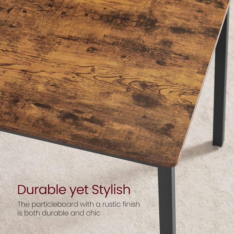 Industrial Dining Table Set with 2 Benches, Steel Frame Kitchen Table 110 x 70 cm, Benches 97 x 30 cm