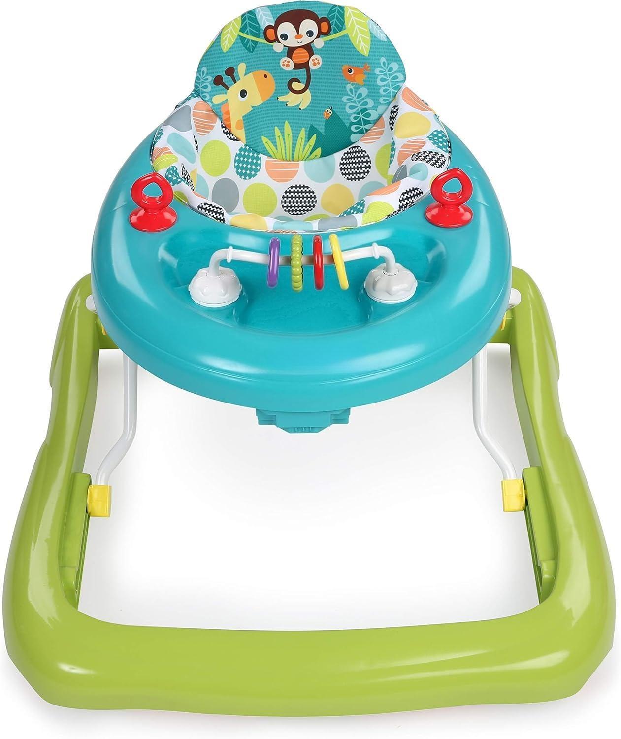 Cartoon Baby Walker for 6 Months+: Easy-Fold Frame, Space-Saving Storage, Safe Anti-Rollover Design, Adjustable Height, Fun Toy Tray, Smooth-Rolling Wheels. Aids Toddler’s First Steps, Promotes Balance & Coordination. Lightweight, Sturdy, Foldable Infant