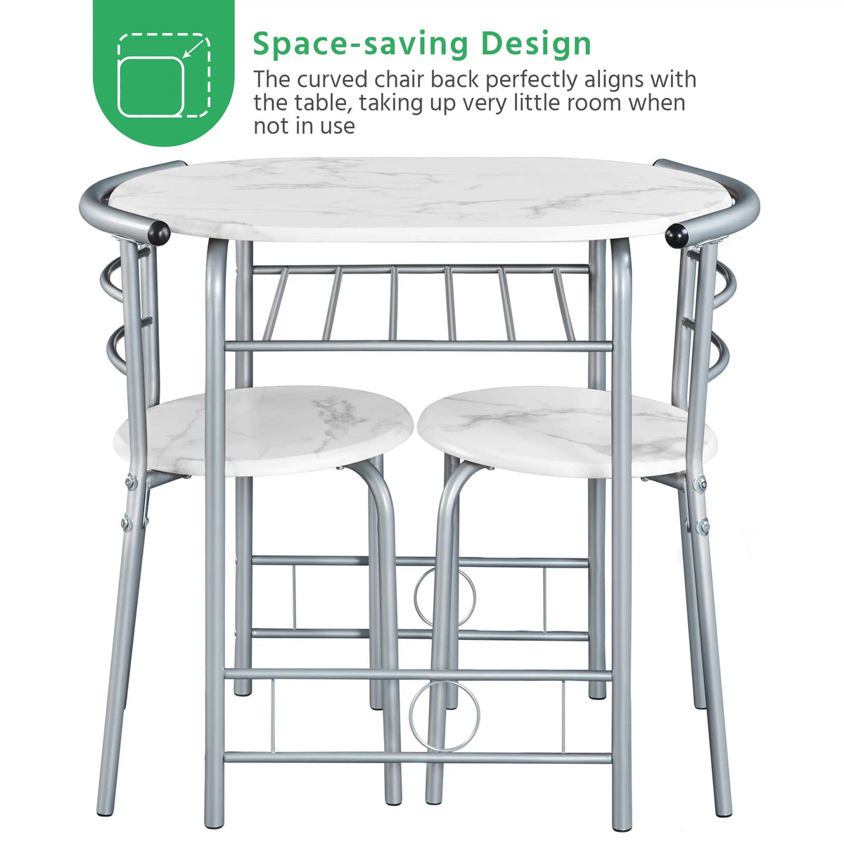 Breakfast Bar Table and Chair Set, 80x53x75.5cm Compact Kitchen Dining Set with Storage Shelf, Space-Saving Furniture for Apartments & Dorm Rooms [Plus A Free Gift]