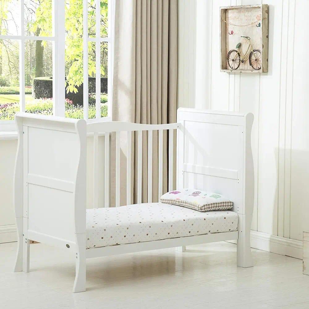Solid Wood Cot Bed Transforms into Toddler Bed – Includes Premium Waterproof Mattress [Plus A Free Gift]