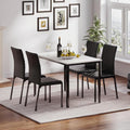 Modern Marble Effect Dining Table Set with PU Leather Chairs, 120x70cm Kitchen Furniture for Home & Apartment [Plus A Free Gift]