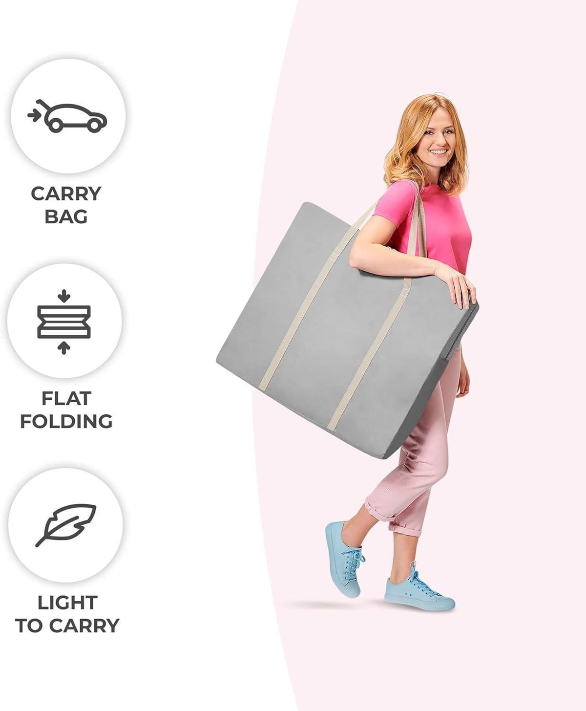 3-in-1 Foldable Baby Crib with Adjustable Canopy, Mattress Cover, Toys & Carry Bag - for Newborns 0-9kg, Gray - Compact & Portable Design