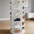 360° Rotating Shoe Rack Tower, 6/7 Tier Lazy Susan Shoe Storage Organizer, Round Carousel Cabinet for Shoes & Handbags, Space-Saving Solution for Entryway, Hallway & Closet